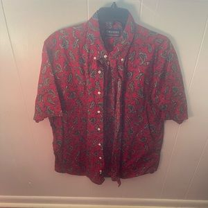 Twickers By Kenneth Gordon Mens Red Button Down Large Short Sleeve